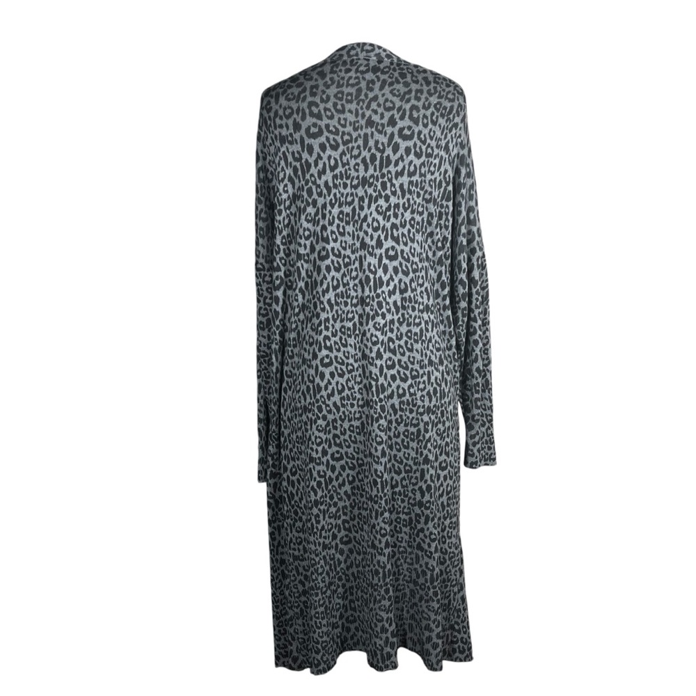 Terra & Sky Plus Leopard Print Open Front Cardigan Long Duster Sweater Size 14W - Picture 10 of 16